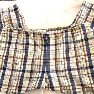 Talbots Linen Plaid Cropped Pants